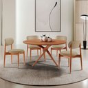 Ver imagem 1 de Conjunto Sala de Jantar Mesa Hope Tampo 120cm Redondo Laminado e 4 Cadeiras Hope Soft Marrom/Ambar/I