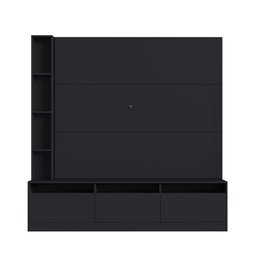 Painel Home/Rack Para TV 180cm 03 Portas e Nichos Laterais - Preto - 3