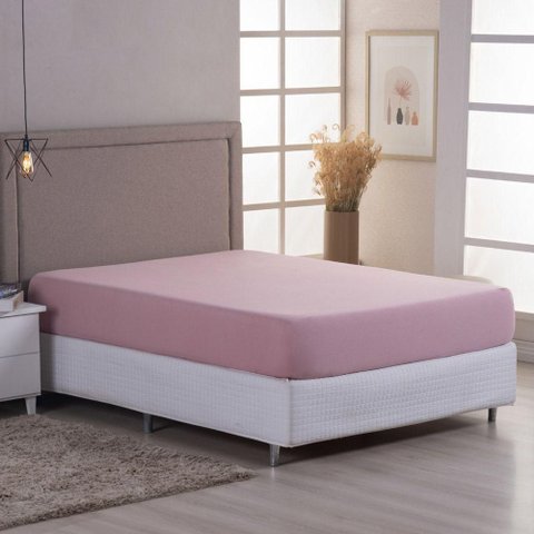 Lençol de Baixo Minimal Solteiro Avulso com Elástico 01 Peça Malha 100% Algodão - Rose