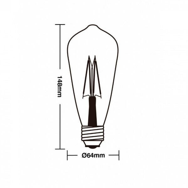 Lâmpada LED Filamento Vintage 3W Bulbo ST64 Taschibra  - 2
