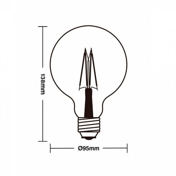 Lâmpada LED Filamento Vintage 3W Globo G95 Fumê Taschibra - 2