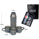 Ver mais imagens de Kit Garrafa Térmica Vacuum Flask Set 500ml com 3 Xícaras - Casa Chick Variado