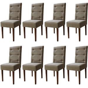 Kit 8 Cadeiras Sala de Jantar Estofadas Eloísa Veludo Bege (liz Maria)