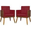 Ver imagem 1 de Kit 2 Poltronas Decorativa para Sala Recepção Escritório Consultório Lis Corino Peroba e Suede