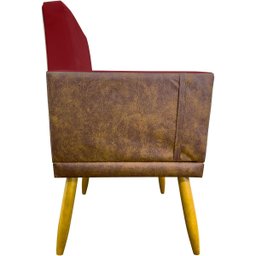 Kit 2 Poltronas Decorativa para Sala Recepção Escritório Consultório Lis Corino Peroba e Suede - 6