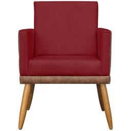 Kit 2 Poltronas Decorativa para Sala Recepção Escritório Consultório Lis Corino Peroba e Suede - 5