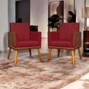 Ver imagem 2 de Kit 2 Poltronas Decorativa para Sala Recepção Escritório Consultório Lis Corino Peroba e Suede