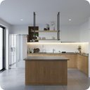 Ver imagem 2 de Nicho Preto Prateleira Suspensa Teto Cozinha Madeira 1.20mt