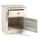 Ver imagem 2 de Mesa de Cabeceira de Madeira Maciça com 1 Porta e 1 Gaveta Branco Envelhecido