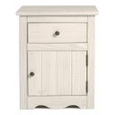 Ver imagem 3 de Mesa de Cabeceira de Madeira Maciça com 1 Porta e 1 Gaveta Branco Envelhecido