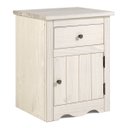 Ver imagem 1 de Mesa de Cabeceira de Madeira Maciça com 1 Porta e 1 Gaveta Branco Envelhecido
