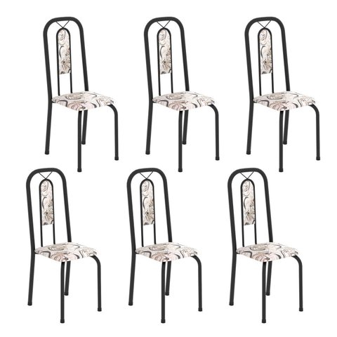 Cadeiras para Sala de Jantar 6 Unidades Lívia Preto/Arabesco