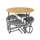 Ver imagem 5 de Mesa de Sala Jantar Li038 C/tampo Madeirado 90 Cm + 4 Banquetas Freijó/preto Fosco - Kappesberg