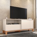 Ver imagem 2 de Bancada Átomo 150cm para Tv até 55 com Porta de Correr Ripada e Gaveta Mdp Off White/freijo G11 - Gr