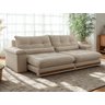 Sofa Qatar Retratil e Reclinavel 2,50 Metros Trevo Cor Veludo Bege - 1