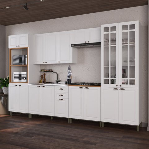 Cozinha Modulada 6 Peças Bari em MDF Branco
