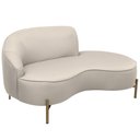 Ver imagem 1 de Sofá Curvo 02 Lugares 150cm Braço Direito Thommy Pés Ouro Fosco Linho Off White - Casaepoltrona