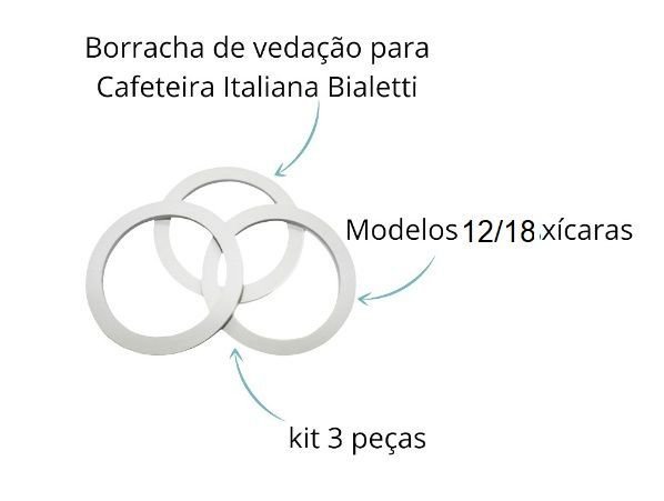 3x Anel Reparo Borracha Bialetti Vedação Moka Express 12 Xíc - 2