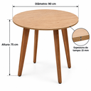 Ver imagem 4 de Mesa de Jantar Redonda de Madeira de 90cm na Cor Freijó