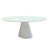 Mesa de Jantar Cone Oval 140x90 Cm Tampo Laca + Vidro Branca Base Branca - 1