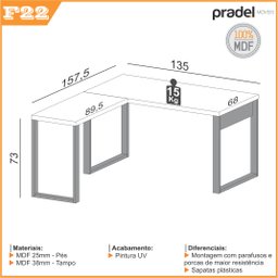Conjunto Industrial P/ Escritório Completo 7 Peças 100% Mdf - 6