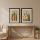 Ver imagem 2 de Kit 2 Quadros Livros com Flores Vintage 24x18cm Mold Preta