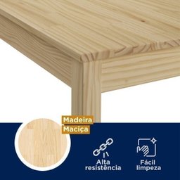 Mesa de Jantar 4 Lugares Madeira Maciça Mandacaru Cabecasa Madeiramadeira - 6