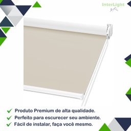 Persiana Cortina Rolo Tecido Blackout Liso Bege 1,70m X 1,40m - Sala Quarto Escritório - Blecaute - 3