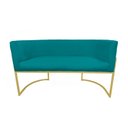Ver imagem 4 de Namoradeira Poltrona Decorativa Luana Suede Azul Turquesa com Base Dourada - Fm