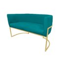 Ver imagem 1 de Namoradeira Poltrona Decorativa Luana Suede Azul Turquesa com Base Dourada - Fm