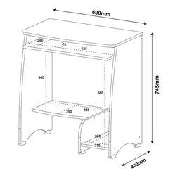 Escrivaninha/Mesa para Computador Pixel Pinho com 03 Prateleiras - Artely 003802 - 6