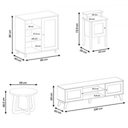 Sala de Estar Completa para Tv até 75 Polegadas Charlotte 4 Portas Cinamomo/off White - Pnr Móveis - 3