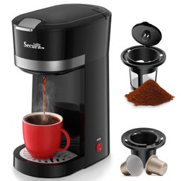 Secura Cafeteira Single Serve para Cápsulas e Café Moído com Cesto 12 Oz - 1