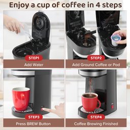 Secura Cafeteira Single Serve para Cápsulas e Café Moído com Cesto 12 Oz - 4