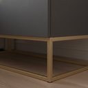 Ver imagem 3 de Mesa de Cabeceira Eros 60cm Base Dourado Mdf/mdp Mesinha Apoio Quarto Escritório Moderno:cinza