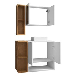 Gabinete de Banheiro Suspenso com Cuba e Espelheira 70cm Multimóveis Cr10125 Branco Naturalle - 5 Gabinete de Banheiro Suspenso com Cuba e Espelheira 70cm Multimóveis Cr10125 Branco Naturalle - 5