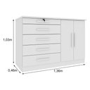 Ver imagem 3 de Cômoda com 2 Portas e 5 Gavetas 136cm Multimóveis CR35478 Neve