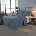 Ver imagem 5 de Kit Cobre Leito Colcha Unique Casal Padrão 3 Peças Matelado Percal 300 Fios - Azul