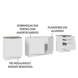 Armário de Cozinha Compacta 240cm Branco Stella Madesa 01 - 5