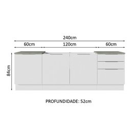 Armário de Cozinha Compacta 240cm Branco Stella Madesa 01 - 4