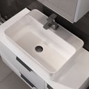 Ver imagem 2 de Conjunto Gabinete Banheiro Yaris 80cm (gabinete + Cuba + Espelheira +tampo Vidro) Branco Inteiro