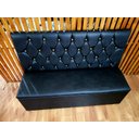 Ver imagem 2 de POLTRONA SOFA BOOTH 1,80CM COR PRETO CAPITONE DUPLO A MÃO BOTOES DOURADO SKU155