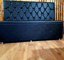 Ver imagem 4 de POLTRONA SOFA BOOTH 1,80CM COR PRETO CAPITONE DUPLO A MÃO BOTOES DOURADO SKU155