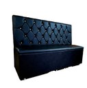 Ver imagem 1 de POLTRONA SOFA BOOTH 1,80CM COR PRETO CAPITONE DUPLO A MÃO BOTOES DOURADO SKU155
