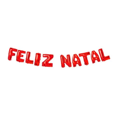 Kit Balões Balão Metalizado Vermelho de 37 Cm - Feliz Natal