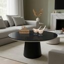 Ver imagem 1 de Mesa de Centro Base Cone Laqueada Redonda MDF 70cm Preto Decoraper