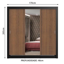 Guarda Roupa Casal Madesa Mônaco 3 Portas de Correr com Espelho - 4