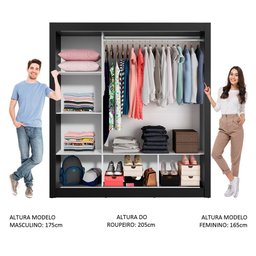 Guarda Roupa Casal Madesa Mônaco 3 Portas de Correr com Espelho - 5