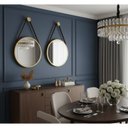 Ver imagem 7 de Kit 2 Espelhos Redondo Adnet Decorativo Suspenso com Alça 50cm + Suporte Dourado com Alça Preta