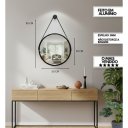 Ver imagem 5 de Kit 2 Espelhos Redondo Adnet Decorativo Suspenso com Alça 50cm + Suporte Dourado com Alça Preta